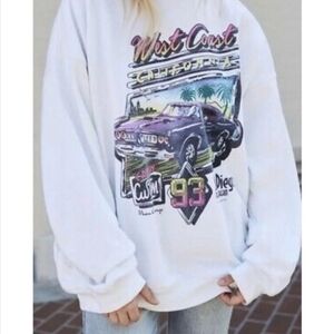 Brandy Melville John Galt White West Coast California OS Sweatshirt Oversized XL